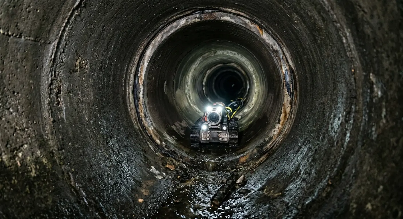 Robotic sewer camera inspecting pipe interior for Drain Snake Service in Champaign